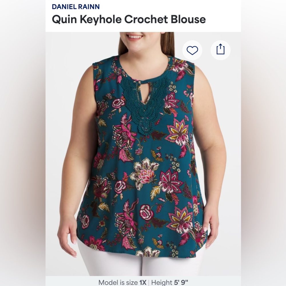 Daniel Rainn Quin Keyhole crochet sleeveless blouse